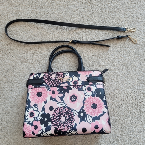 *NWOT* Kate Spade Pink and Black Staci Dahlia Floral Satchel - Picture 12 of 15